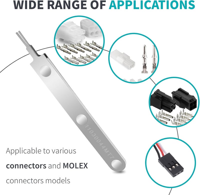 LVACODV Compatible with Molex 11-03-0044 Mini-Fit Jr. Extraction Tool, ATX Pin Removal Tool for Crimped Terminal Removal, 14-30 AWG Cable, Soldering Extraction Tools - Image 4